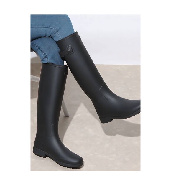 Hunter Shoes - Hunter Refined Tall Waterproof Boots- Black